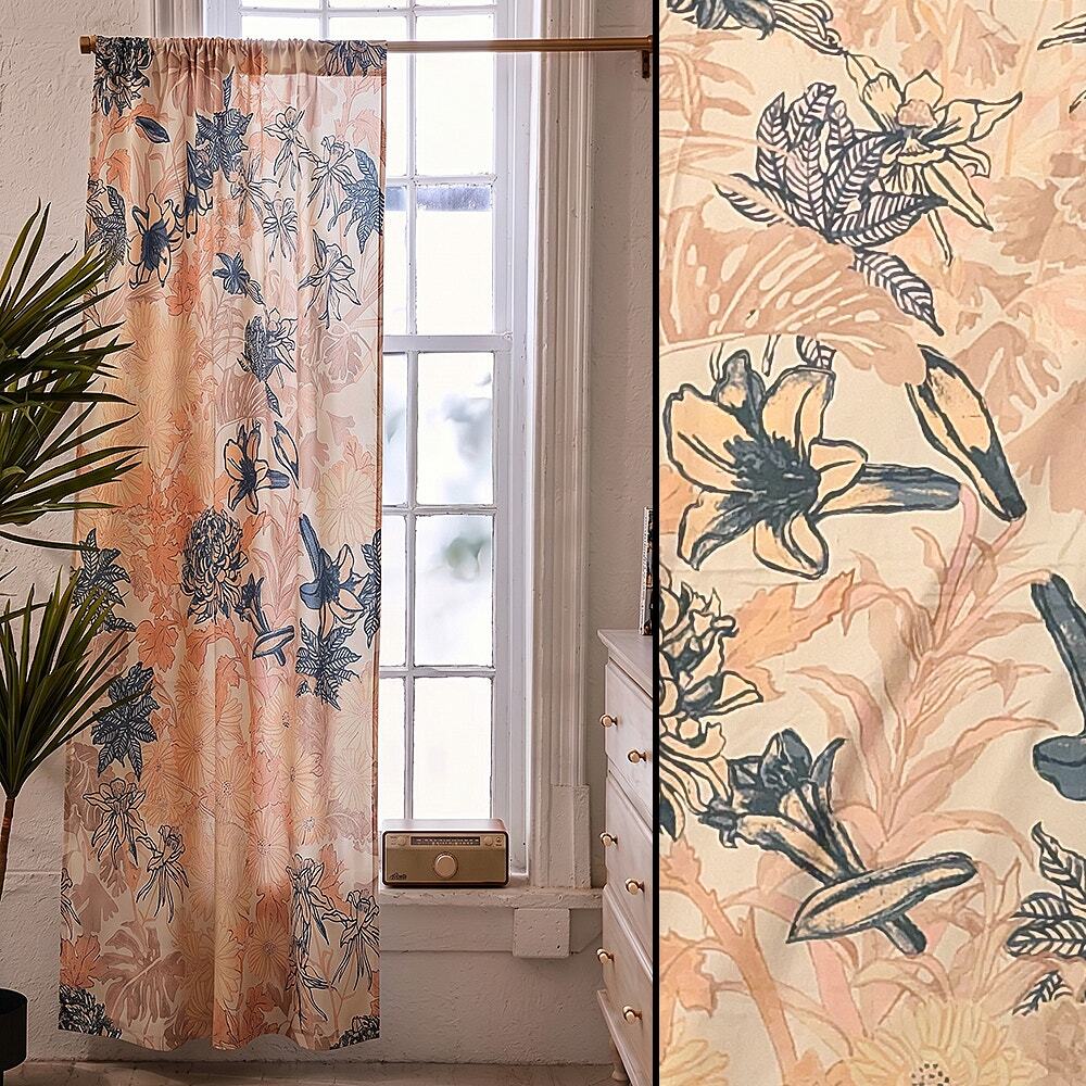 Urban Outfitters Makenna Etched Floral Blackout Window Curtain - New